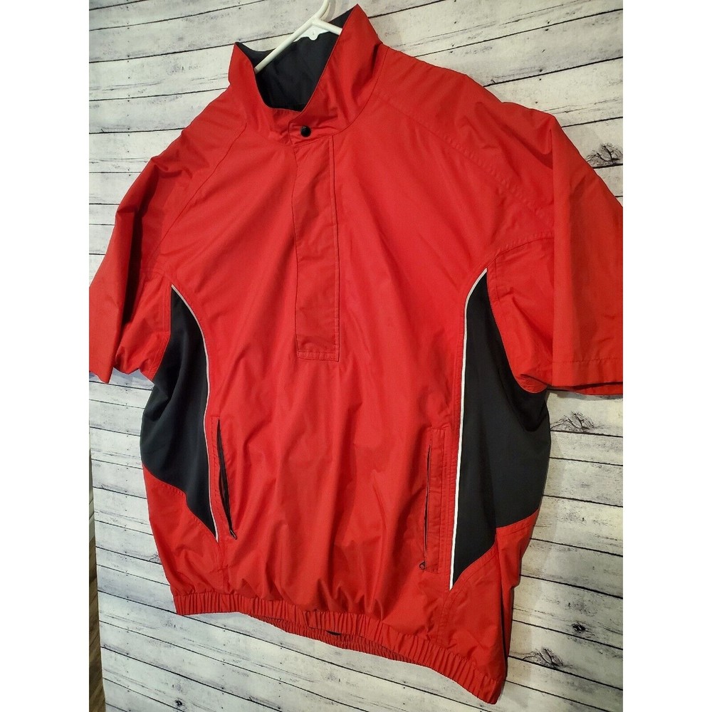 DRYJOYS by FootJoy Mens Golf Wind Rain Jacket S/S 1/4 Zip Sz XL Red Black - Picture 4 of 13